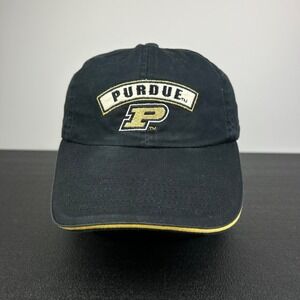 Vintage American Needle Purdue Hat Cap Strap Back Adjustable Black College Adult